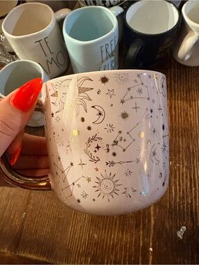 Pink Celestial Ceramic Mug with Gold Accents